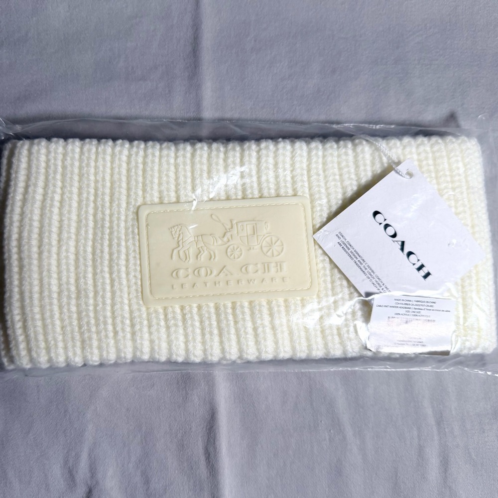 Coach Cream Cable Knit Headband NWT - Picture 2 of 8